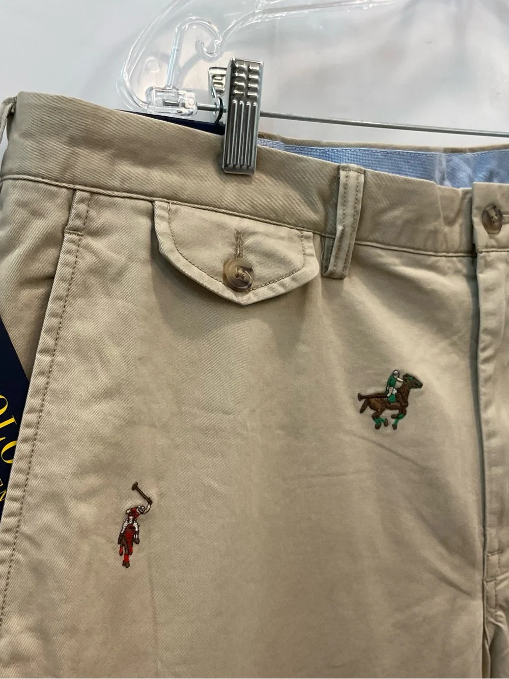 POLO Ralph Lauren Tan ALL OVER PLAYER Stretch Straight Fit Pants size 38-30 T76